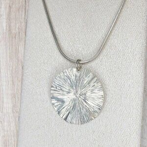 Vintage Sterling Silver Sunburst Pendant Necklace 20"